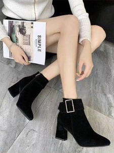 Giày Bốt Martin Mũi Nhọn Đế Cao Có Khóa Kéo Bên Hông Cho Nữ Mùa Thu Đông Phong Cách Hàn Quốc Giày Bốt Thời Trang Mũi Nhọn