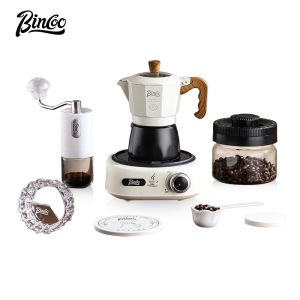 BINCOO Double Valve Moka Pot with Electric Stove Espresso Extraction Coffee Pot Set Household Small Coffee Maker 2Cups
