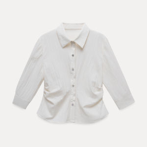 Áo Sơ Mi Cổ Polo Tay Lửng Màu Đào EGGKA Dáng Ôm Vừa Vặn Thoải Mái Đi Làm Đi Chơi Chất Liệu Polyester Dáng Rộng Dài Vừa Phải