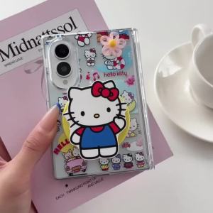 Sanrio | Cute Cartoon Sanrio Hello Kitty Hinge Protect Case for Samsung Galaxy Z Fold 8 Ultra 8 7 6 5 Magnetic Stand Holder Lanyard Cover
