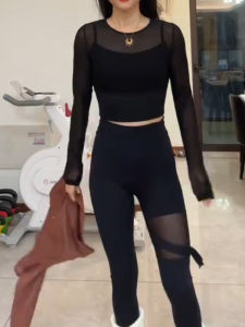 เสื้อยืดโยคะแบบสวมหัวแขนยาวผ้าตาข่ายเนื้อนุ่มระบายอากาศได้ดี แห้งเร็ว สำหรับผู้หญิง ฤดูใบไม้ร่วง 2020 ใหม่ วิ่ง ออกกำลังกาย ฟิตเนส ความรู้สึกเปลือย