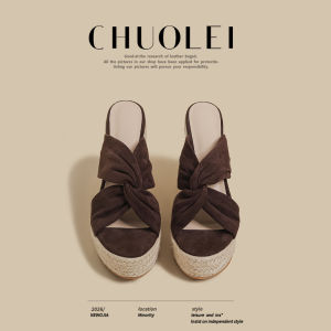 CHUOLEI | New Spring Straw Wedge Cross-Strap Sandal