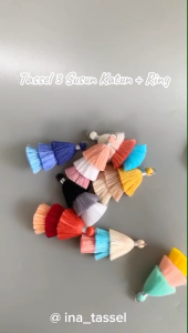 TASSEL 3 SUSUN KATUN PREMIUM + RING GANTUNGAN TAS KUNCI AKSESORIS BANTAL HIJAB BAJU