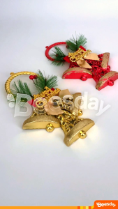 Dekorasi Natal Lonceng Belah Triple Merry Christmas (V26) | Hiasan Pohon | Gantungan Pintu Jendela | Hiasan Parcel