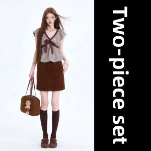PEIZIXUAN | Stylish Plaid Summer Outfit Set