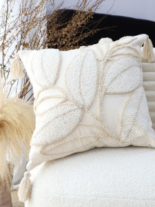 Silent Wind Cream Flowers Pillow Cover Square Pillow Living Room Backrest Pillow Cushion Bedroom Bedside Cushion Accessible Luxury Classy