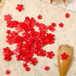 100pcs Colorful Small Flower Nail Art Charms 3D Resin 5Petal Flower Rhinestones Nail Decorations Kawaii Accessories Manicure DIY