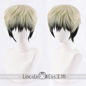 Lincoln Spell Back Battle Temple Straight Cos Wig Black Yellow Gradient Short Hair