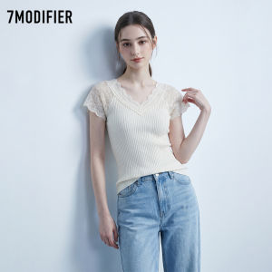 7.Modifier | Áo Thun V-Neck Ghép Ren