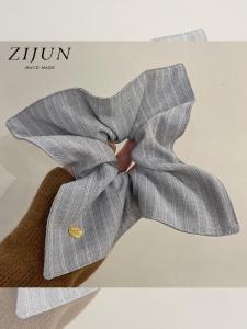 High Elasticity Stripe Fabric Scarf Hair Ties Letter Small Gold Label Lazy Style Head Ropes Fashionable Hair Bands Accessories