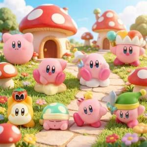 <Available> 8Pcs Cute Cartoon Kirby Mini Figurine Dolls Characters Anime Peripheral Model Toy Table Decor Collectible