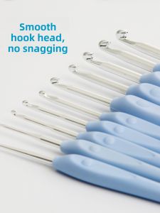 Blue Handle Soft TPR Grip Aluminum Crochet Set