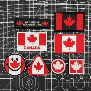 Canada Flag Embroidery Magic Stick Badge Arm Patch Morale Leaf Flag Personalized Smiley Face Tactical Motivational Emblem