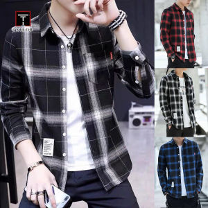 เสื้อตัดเย็บสำหรับผู้ชายเสื้อเชิ้ตลายตารางเสื้อเชิ้ตลำลองแขนยาวเหมาะสำหรับทุกโอกาส