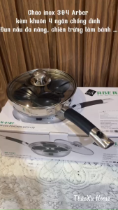 Chảo Inox 304 Arber AN-01BT Size 20cm Kèm Khuôn 4 Ngăn Chống Dính Đun Nấu Đa Năng Phù Hợp Mọi Bếp