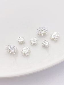 Handmade 925 Thick Silver Four-leaf Clover Large Hole Spacer Bead Barrel Bead Bracelet Necklace Jewelry Material Accessories