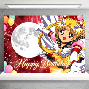 Potdemiel | Bộ Trang Trí Tiệc Sinh Nhật Anime Magic Sailor Của GirIs&MOON Với Bóng Bay Bánh Kem Biểu Ngữ Quà Tặng Cho Trẻ Em - Phông Nền Cho Buổi Tiệc