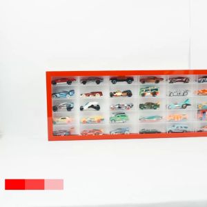 RAK HOTWHEELS ACRYLIC ISI 50 DENGAN LOGO MODEL MEMANJANG SKALA 1:64