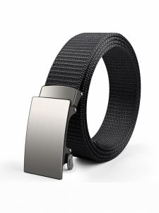 High-End Outdoor Casual Belt for Men Alloy Automatic Buckle Simple Trendy Mid-Young Adult Leather Waist Belt Fashion Accessory