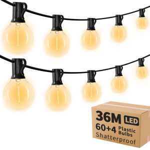 G40 LED 36 m outdoor string light with 64 plastic bulbs Attachable outdoor string light for gardens weddings parties terraces