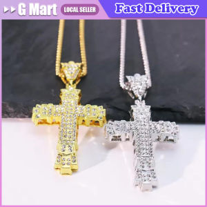 Collier Homme Luxury Rhinestone Jesus Cross Necklace for Men Inspirational Male Necklace Man Accessories Hombre Collana