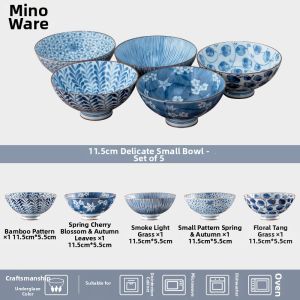 Mino Yaki | Ceramic Blue and White Porcelain Bowl Set