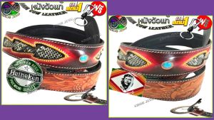 เข็มขัดหนังวัวแท้อัด-ตอกลายลายปืนนกกางปีกสอดงูติดค้อย ซื้อ1ฟรี2 เข็มขัดหนังวัวแท้เย็บขอบ+หัวเข็มขัด แถมฟรีพวงกุญแจ เข็มขัดหนังวัวงานตอกแฮปวี่ เข็มขัดแนวคาวบอย เข็มขัดสไตล์วินเทจ ผลิตจากหนังวัว100% เปลี่ยนหัวได้เจาะรูให้ Polished genuine cowhide leather