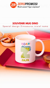 Mug Custom Inisial Nama Dino Lucu