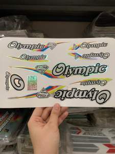 Bộ tem xe đạp OLYMPIC chữ màu trắng hàng nhập Thái Lan chất lượng cao dành trang trí cho tất cả các loại xe đạp tem in lụa màu sắc rất đẹp và bền giá bán cực tốt bán lẻ như bán sỉ