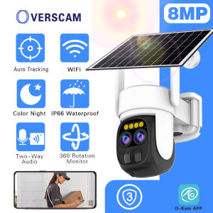 4K 8MP Dual Lens WIFI Solar Camera Outdoor 10X Optical Zoom Two-way Audio Color Night Vision Bulit-in Battery Security Camera