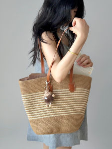 Summer Womens Large Capacity Straw Woven Tote Bag Crossbody Beach Vacation Casual Handbag Double Handle Shoulder Bag