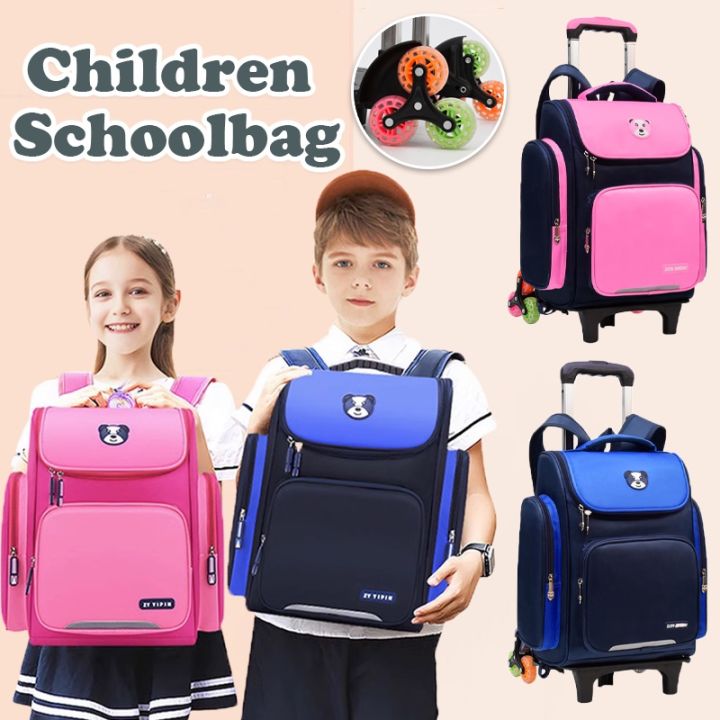 6 Wheels Trolley Backpack for Boys and Girls Spine Protection School