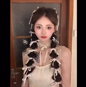 Tóc Giả Tết Hoa Thắt Ruy Băng Trắng Tóc Tết Y2K Phong Cách Hàn Quốc (Giá 1 Bên) QiQiShop