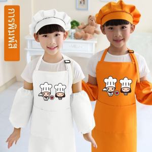 Kids Advertising Apron Smock Little Chef Show Performance Costume Painting Class Baking Clothes Free Printing Logo