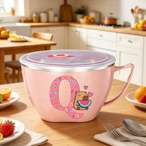 Potdemiel | Bát Ăn Bằng Thép Không Gỉ Hình Hoạt Hình Capybara Dành Cho Bé Trai & Bé Gái Có Nắp Cách Nhiệt In Chữ 14+ Tuổi Dùng Được Cho Cả Nam & Nữ