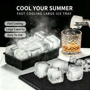 6 Cavity Ice Ball Mold Food Grade Silicone BPA Free Leakproof Easy Release Large Sphere Ice Tray with Lid for Whiskey Cocktails