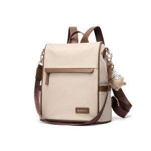 Moyi กระเป๋าสะพายเกาหลีสำหรับผู้หญิงพร้อมแล็ปท็อปสองชั้นกันน้ำสาดกระเป๋าเป้สำหรับเดินทางกระเป๋าเดินทางผ้าลำลอง