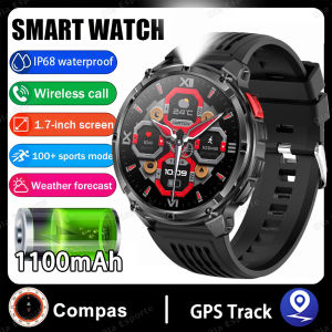 Mens Smart Watch 1100mAh Battery AMOLED Screen Bluetooth Call Smartwatch Heart Rate Monitoring 100+Sports Modes IP68 Waterproof
