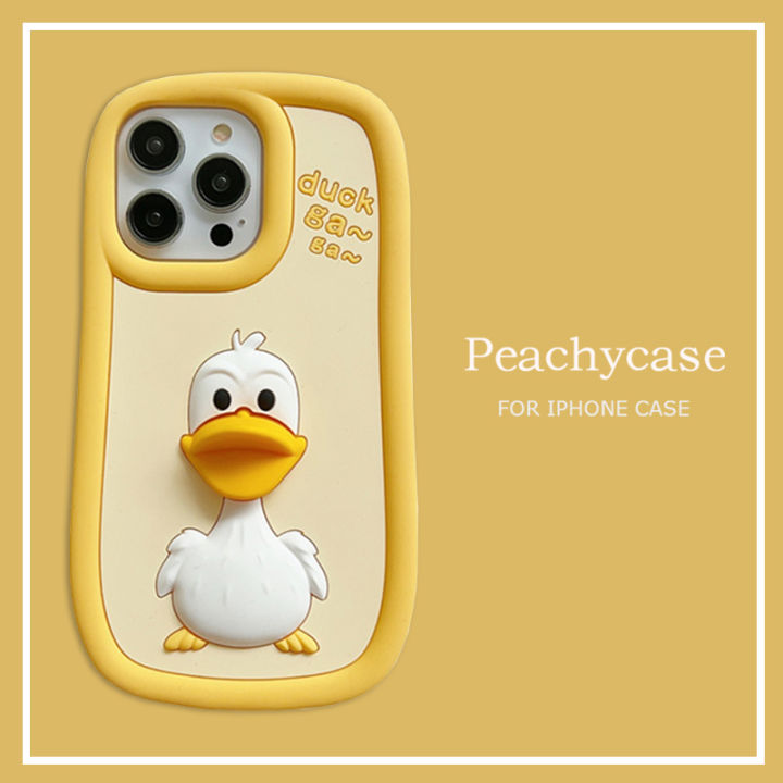 3D Lovely Duck Soft Silicone Phone Case Compatible for iPhone 15