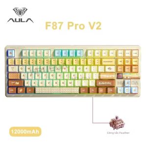 AULA | Bàn Phím Chơi Game Không Dây Aula F87 PRO V2 Pin 10000mAh Tốc Độ Phản Hồi 8K Hỗ Trợ Ba Chế Độ Kết Nối SOCD/MT/TGL Hot Swap Cơ Học TKL Đèn Nền Đa Màu Sắc