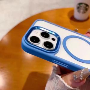 Desert titanium metal  magnetic phone case for iPhone 16 Pro Max 13 14 15 Pro Max clear casing transparent silicone cover