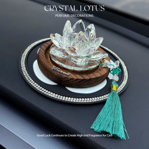 Good Luck Lotus Wooden Car Decoration Crystal Lotus Flower Center Console Interior Accessories Automobile Decorative Ornaments