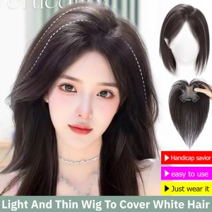 Korean Style Light And Thin Wig To Cover White Hair Top Fluffy Hair Increase Thicken Invisible Simulation Hairpiece Hair Patch