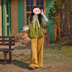 XUECAIQI | Youthful Style Retro Patchwork Shirt Vest Trousers Set