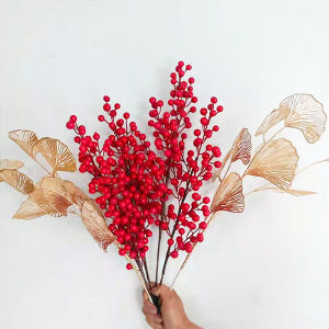 Living Room Decoration Flower Shop Front Desk Fortune Fruit Decoration Housewarming Arrangement Decoration Chinese Hawthorn Artificial Flower Chinese Hawthorn Pachira Macrocarpa
