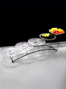 Hotel Breakfast Display Stand Cold Dish Showpiece Glass Fruit Tray Salad Glassware European Style Pure Color Buffet Fruit Plate