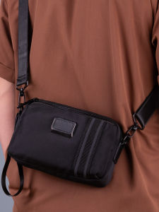 Mens Casual Canvas Crossbody Bag for Commuting Sports Large Capacity Leisure Backpack New Style Single Shoulder Bag