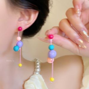 Candy Colored Resin Ear Studs Sweet Design Fresh out Fashion Jewelry Geometric Pattern Alloy Material for Girls Ear Jewelry