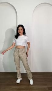 DUC"61 - Celana panjang cargo tali outdoor wanita - celana panjang wanita hitam
