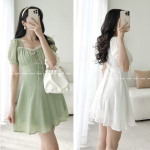 Đầm xòe tay phồng nhún ngực phối ren điệu đà thiết kế ZOMI D9543